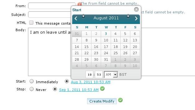 autoresponder Adding a time limited autoresponder